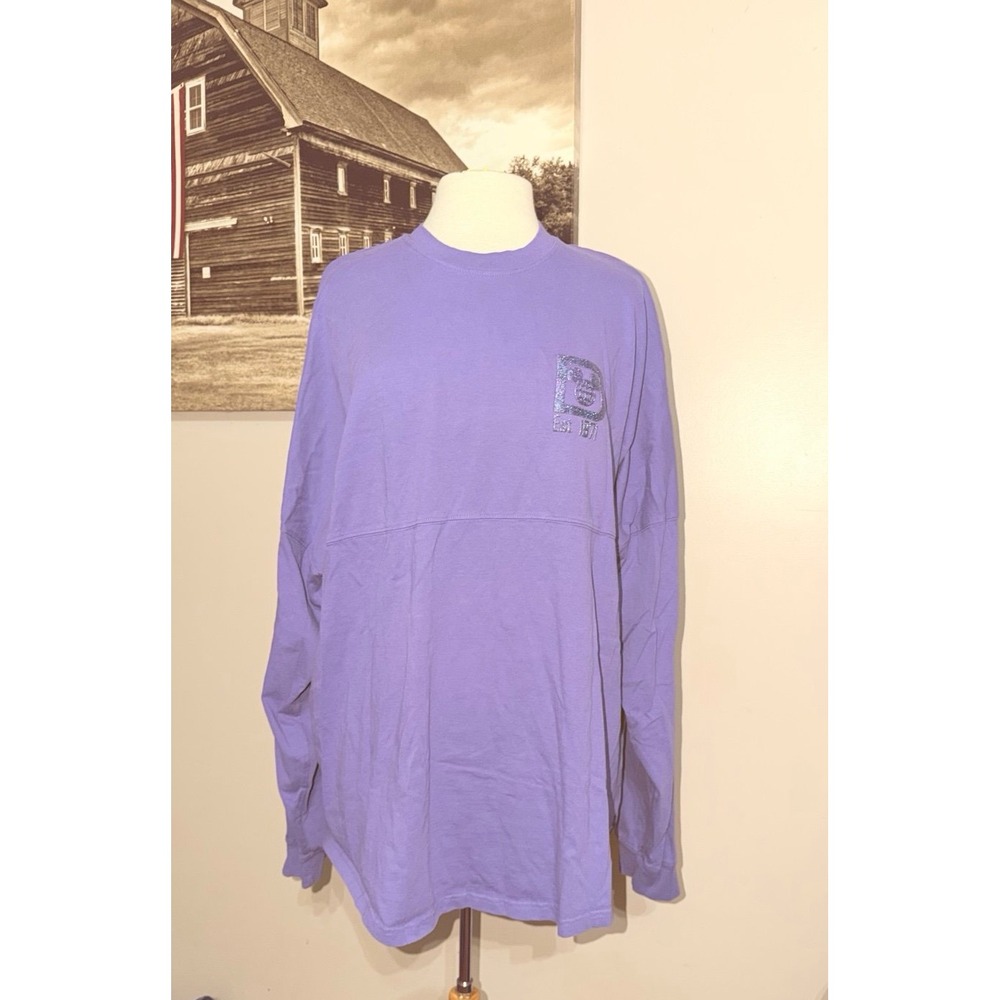 Disney spirit jersey purple with purple glitter graphic Disneyworld oversized XL